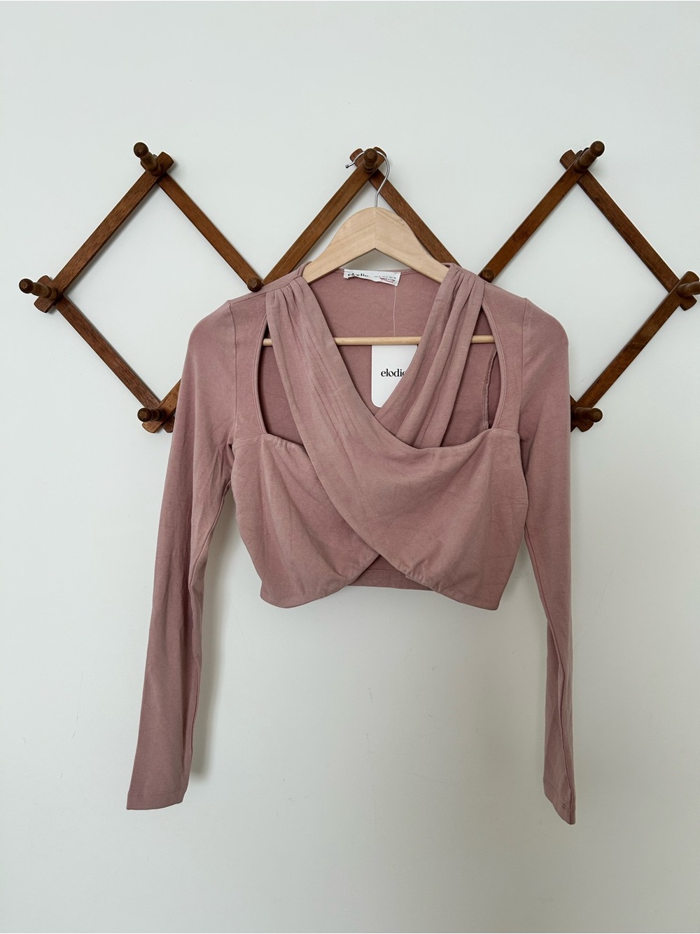 Elodie Draped Crossover Crop Top in Mauve